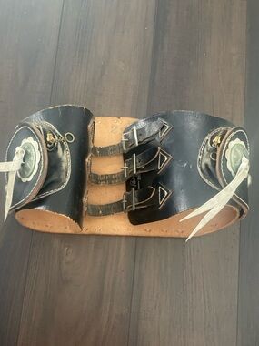 Vintage BUCO Black Leather Motorcycle belt w/ embossed eagle & original hardware
